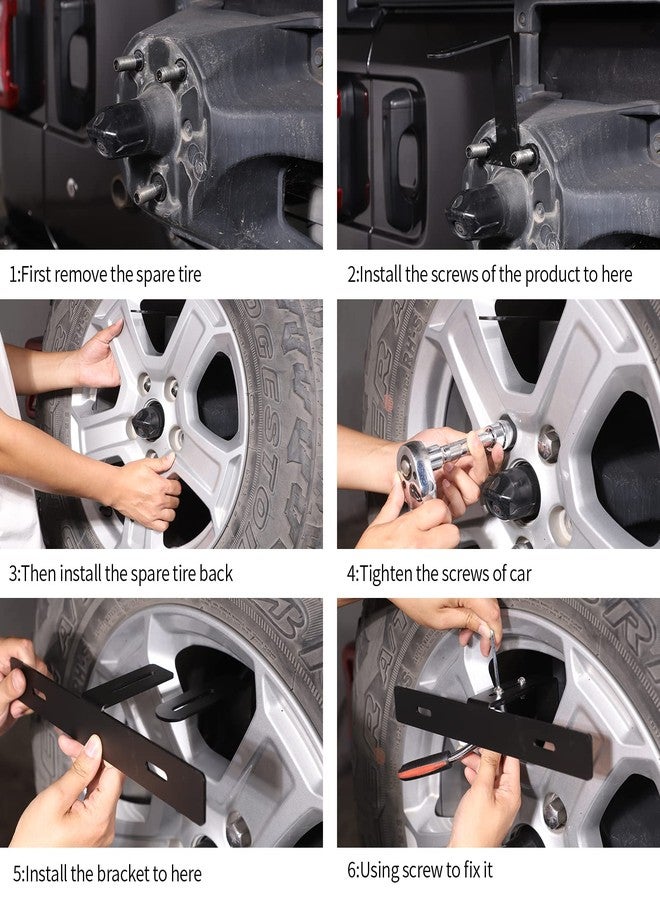 Hoolcar Spare Tire License Plate Relocation Bracket Holder for 2007-2021 Jeep Wrangler JK JKU JL JLU, Black - Image 5